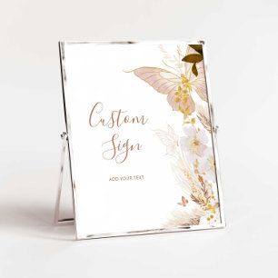 Póster Personalizado de la mariposa con flores de oro de 