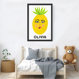 Póster Personalizado de la piña caprichosa NOMBRE DEL BEB