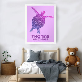 Póster Personalizado de la tortuga marina de mar de Cute 