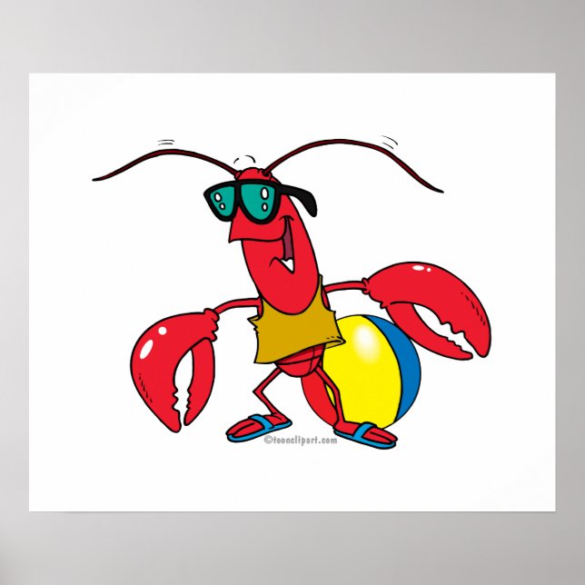 Póster personalizado de langosta de playa divertida (Frente)