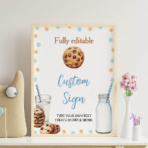 Personalizado De Leche Y Galletas Mesa Rótulo Fies