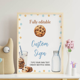 Póster Personalizado De Leche Y Galletas Mesa Rótulo Fies