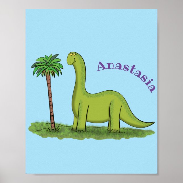Póster Personalizado de los dinosaurios de brontosauro ve (Frente)