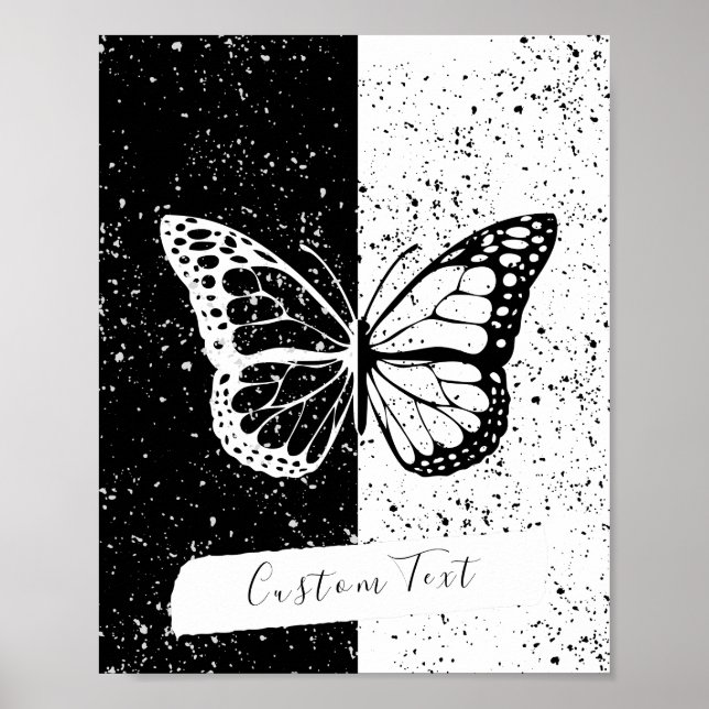 Póster Personalizado de mariposa Bonito elegante en blanc (Frente)