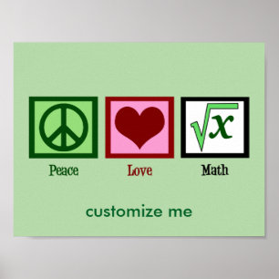 Póster Personalizado de matemáticas de Peace Love