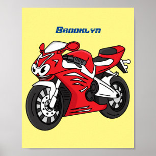 Póster Personalizado de motocicleta roja