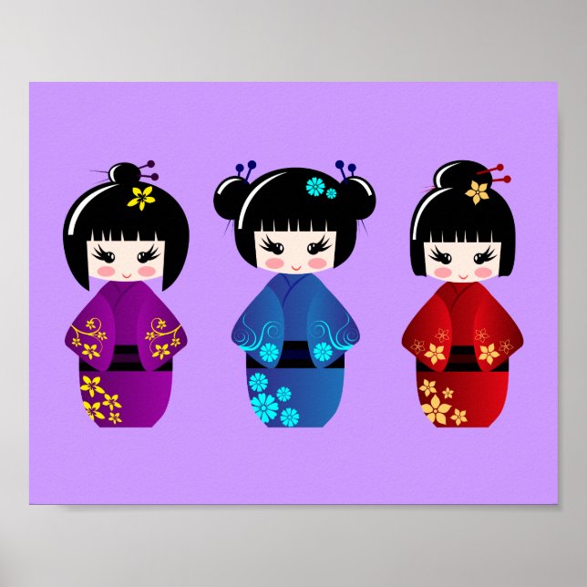 Póster Personalizado de muñecas cute kokeshi (Frente)