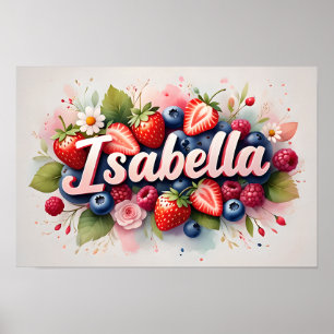 Póster Personalizado de Nombre Floral de Bayas "Is