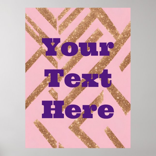 Póster Personalizado de oro de lujo Textos Zigzag Poster  (Frente)