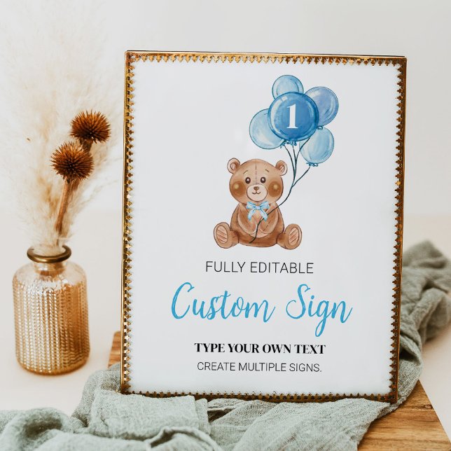 Póster Personalizado de oso de peluche azul Rótulo de mes (Subido por el creador)
