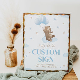 Póster Personalizado de Oso Teddy Rótulo de mesa Cumpleañ