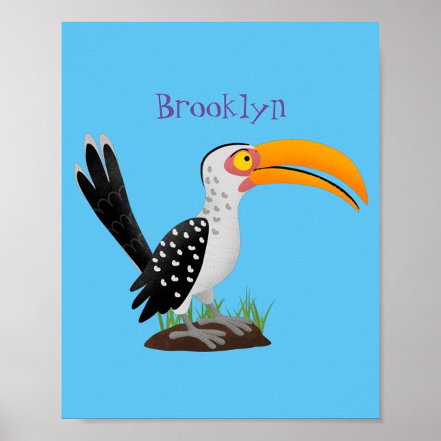 Póster Personalizado de pájaro safari de buey amarillo di (Frente)