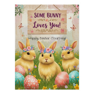Póster personalizado de Pascua de conejito boho pa