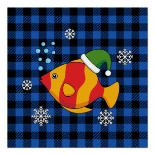 Póster Personalizado de peces tropicales de Navidad en pa