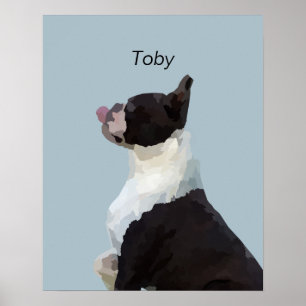 Póster personalizado de perro Boston Terrier con a