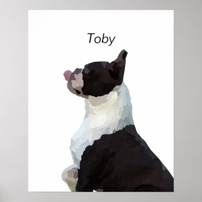 Póster personalizado de perro Boston Terrier con a (Frente)
