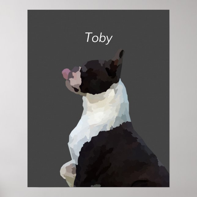Póster personalizado de perro Boston Terrier con a (Frente)