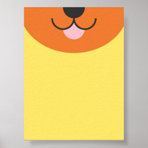 Póster Personalizado de Perro de media cara lindo - Plano