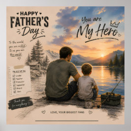 Póster personalizado de pesca del héroe del padre