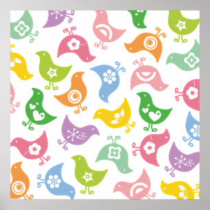 Póster personalizado de pollitos arcoíris retro