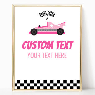 Póster Personalizado de Racecar de Raza Rosa Fiesta de te