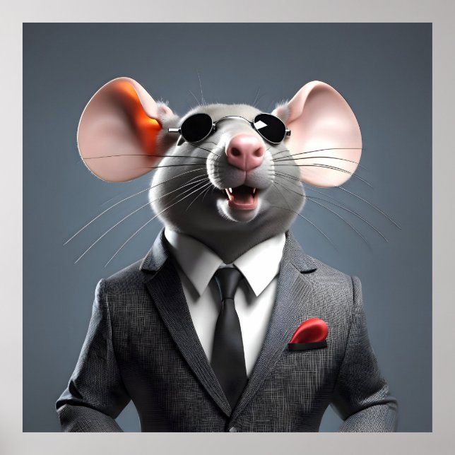 Póster personalizado de ratón divertido (Frente)