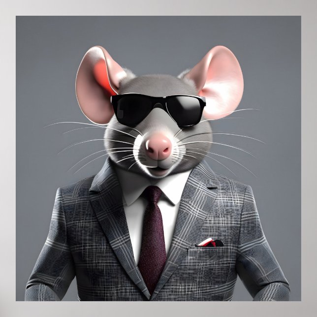 Póster personalizado de ratón divertido (Frente)