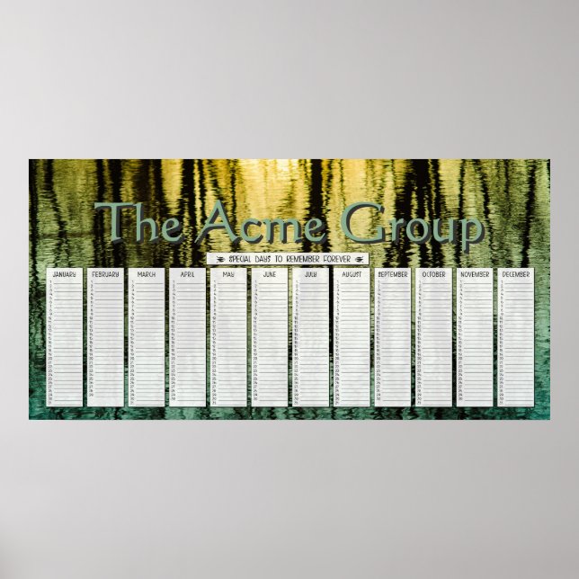 Póster Personalizado de Reflexiones de Agua Calendario de (Frente)