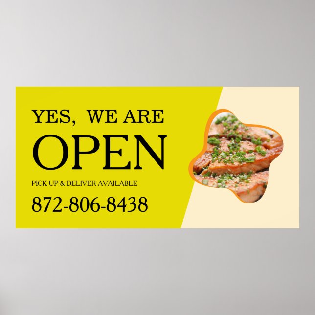 Póster personalizado de restaurante abierto (Frente)