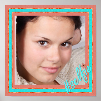 Póster personalizado de selfie con corales y aqua