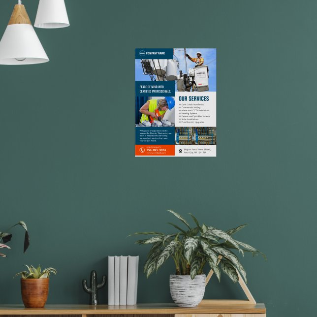 Póster Personalizado de Servicios de Contratista Eléctric (Salón 1)