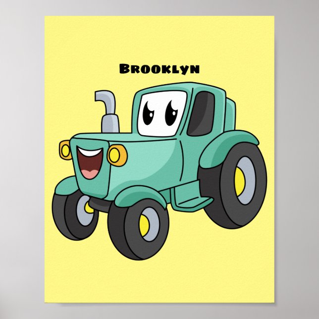 Póster Personalizado de tractores verde feliz (Frente)