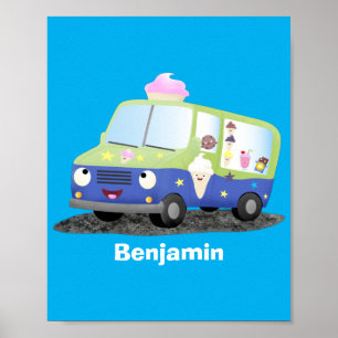 Póster Personalizado de un camión de helados alegre