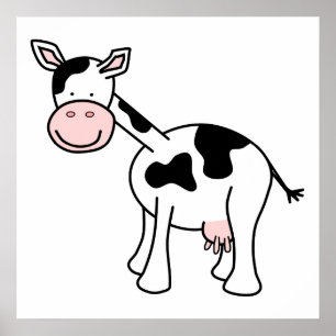 Póster Personalizado de vaca negra y blanca.