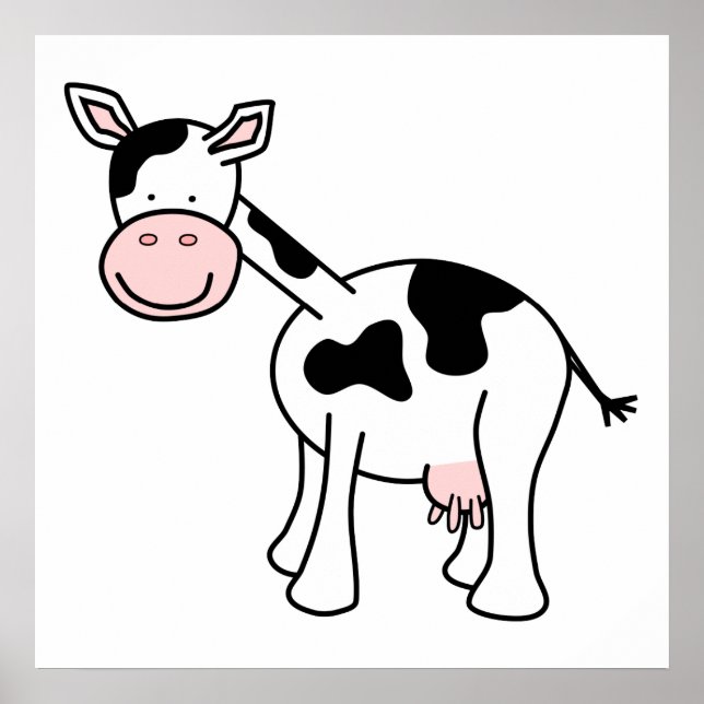 Póster Personalizado de vaca negra y blanca. (Frente)