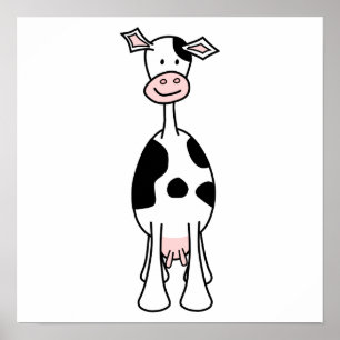Póster Personalizado de vaca negra y blanca. Anverso.