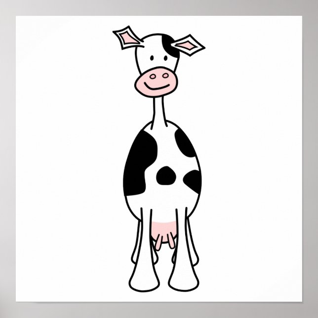 Póster Personalizado de vaca negra y blanca. Anverso. (Frente)