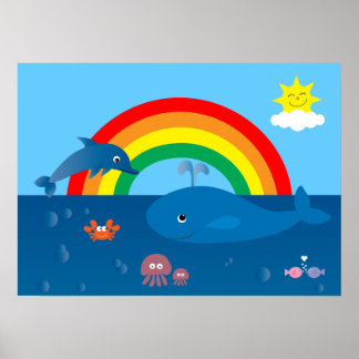 Póster Personalizado de Vida Marina y Arcoiris Personaliz