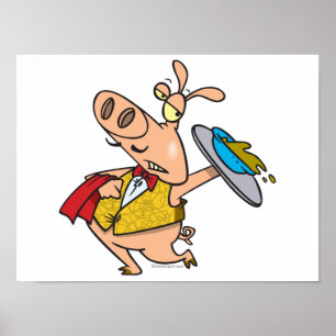 Póster personalizado del camarero porcino porcino