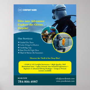 Póster Personalizado del curso de buceo de Scuba Poster