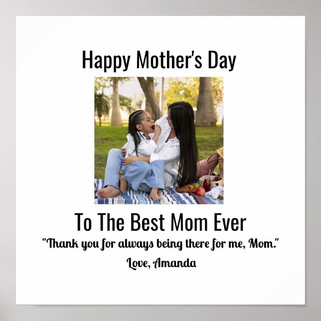 Póster Personalizado del Día de la Madre Feliz (Frente)