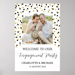 Póster Personalizado del Gold Black Engagement Party 20x3