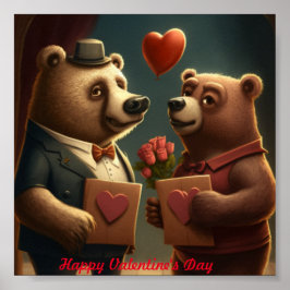 Póster Personalizado del oso de San Valentín