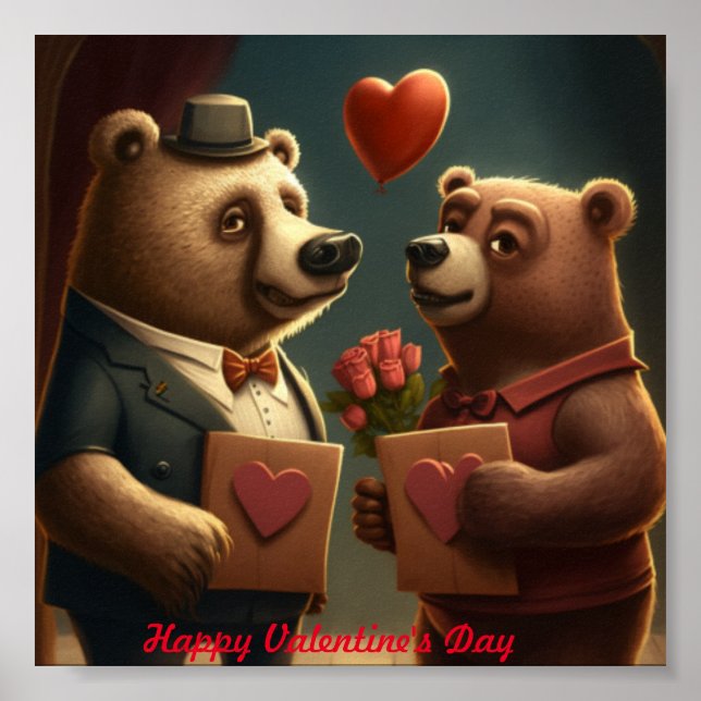 Póster Personalizado del oso de San Valentín (Frente)