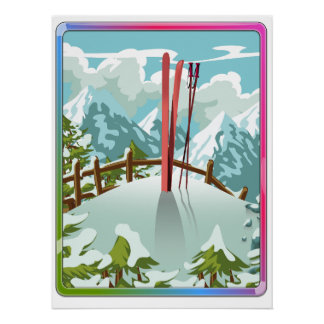 Póster Personalizado del paisaje de esquí