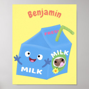 Póster Personalizado del personaje de la caja de leche fe