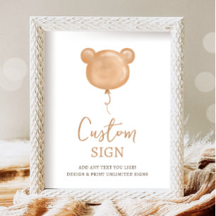 Póster Personalizado del primer cumpleaños de Teddy Bear
