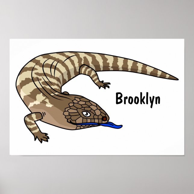 Póster Personalizado del reptil de lagarto de lengua azul (Frente)