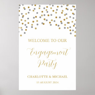 Póster Personalizado del Silver Gold Engagement Party 20x