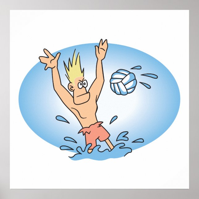 Póster personalizado del tipo de waterpolo gracioso (Frente)